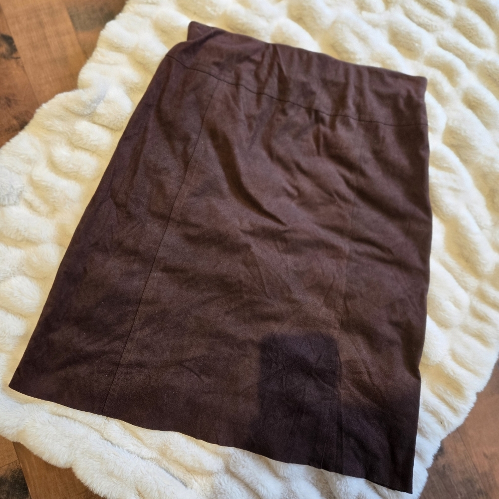 Vintage Max Studio Faux Suede Knee Skirt [Medium] Soft Lux Boho